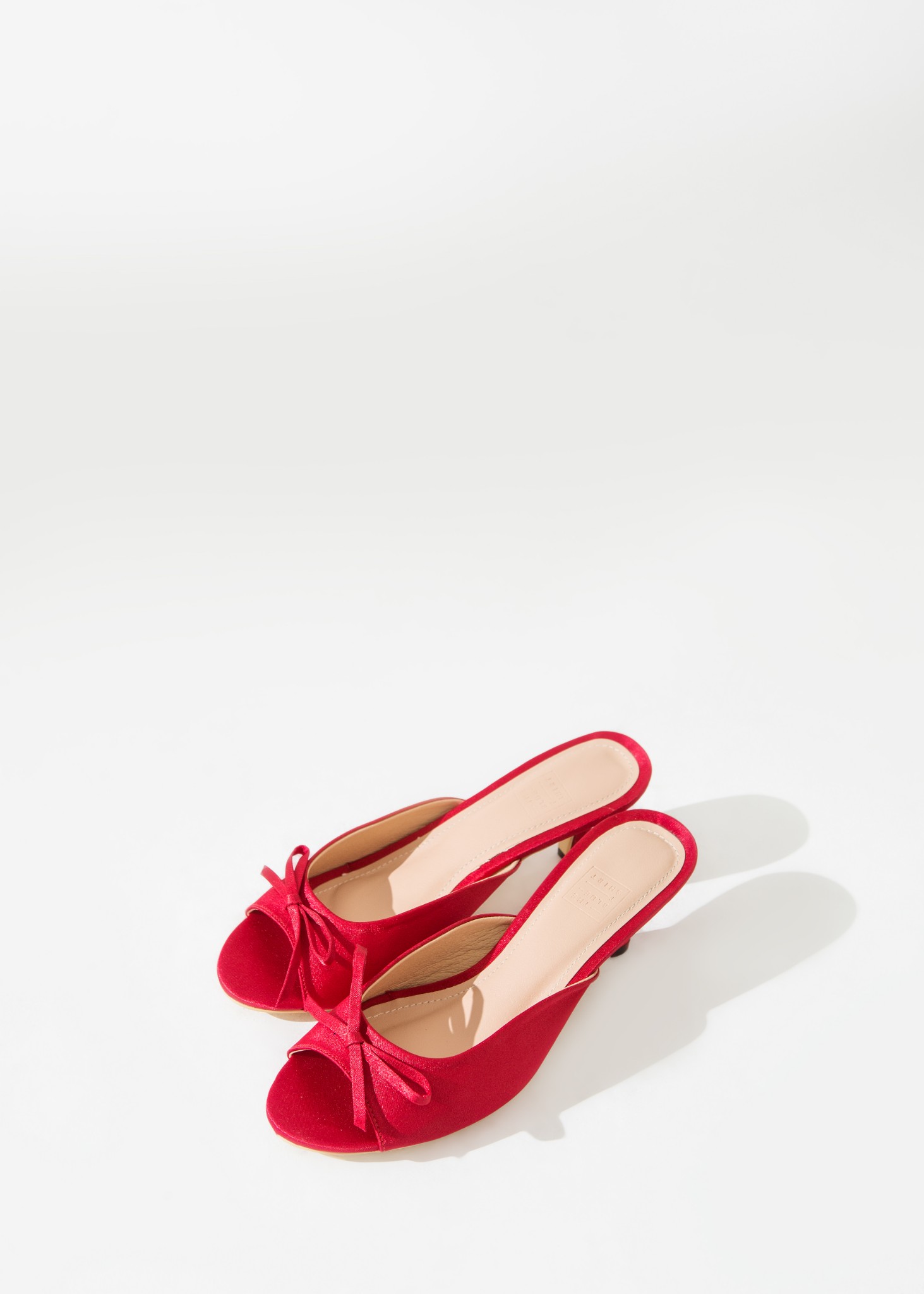 RED SATIN MULES