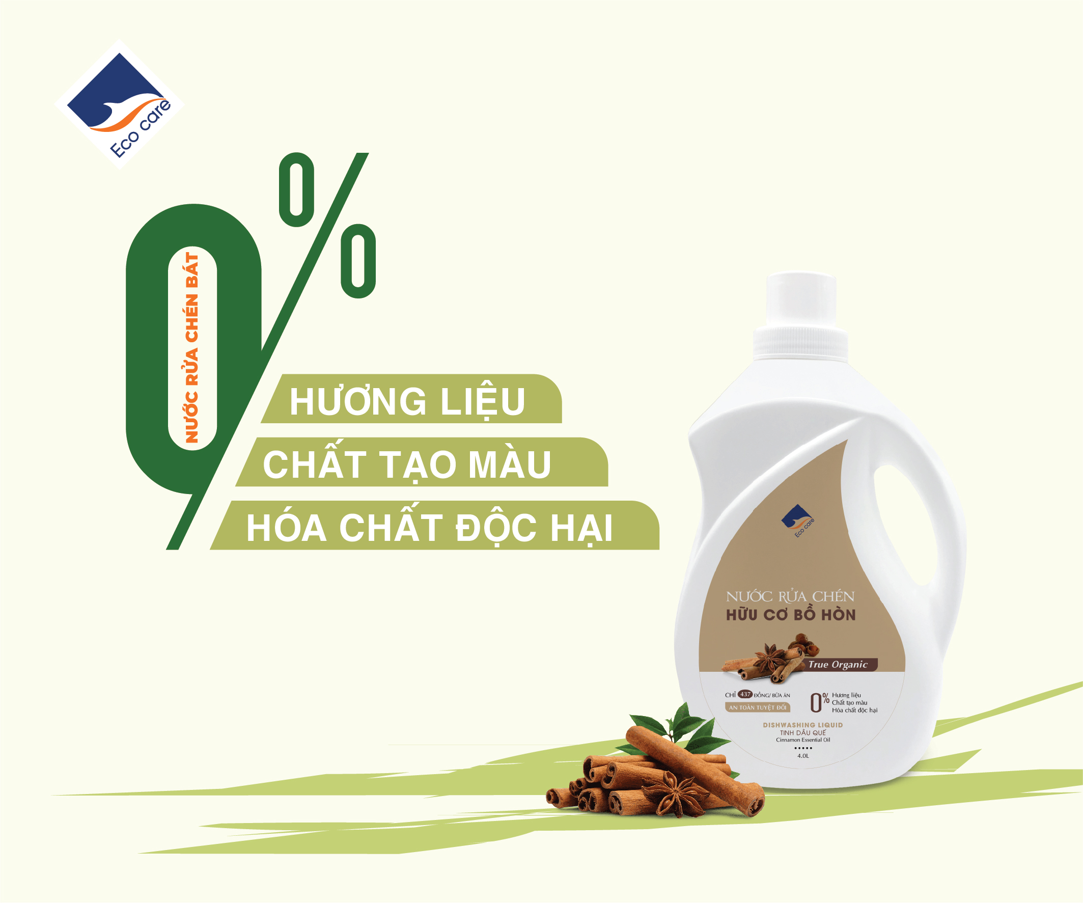 Nước rửa chén hữu cơ Bồ hòn tinh dầu Sả Chanh 500ml