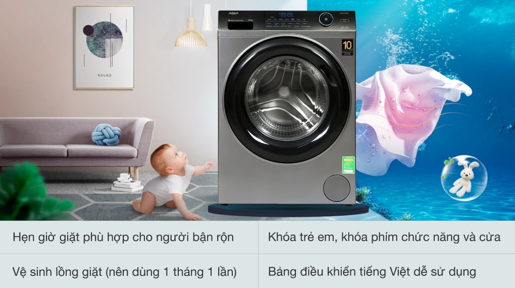 Máy giặt Aqua Inverter 10 KG AQD-A1000G.S