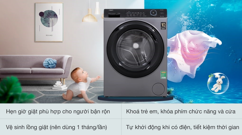 Máy giặt Aqua Inverter 9.0 KG AQD-A900F.S